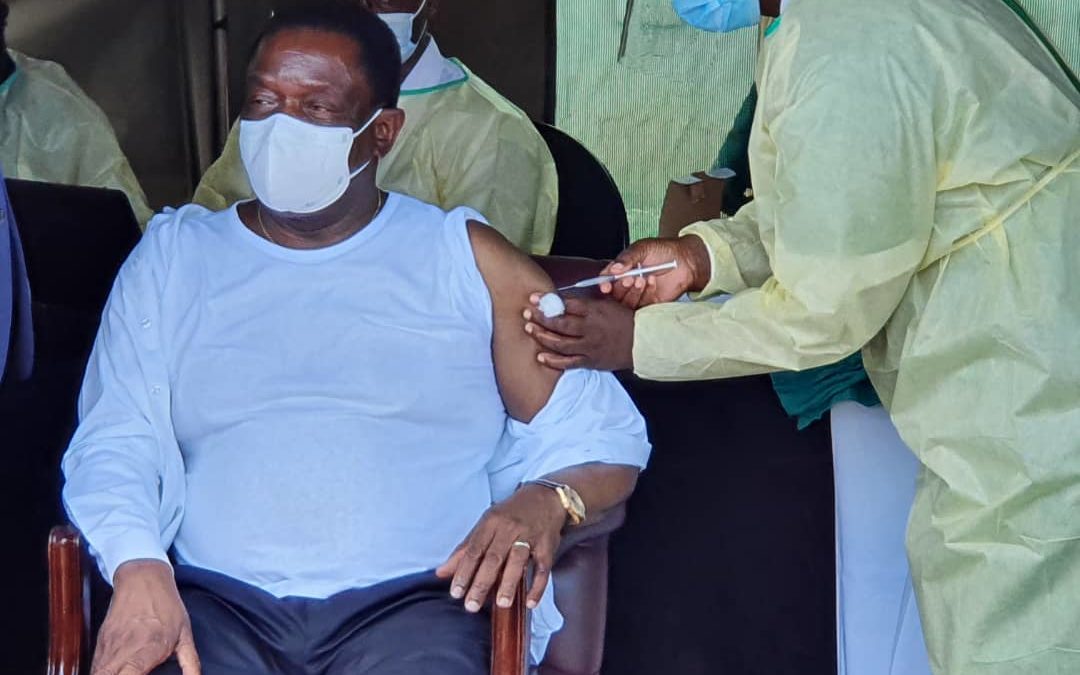 President Mnangagwa gets first vaccine shot